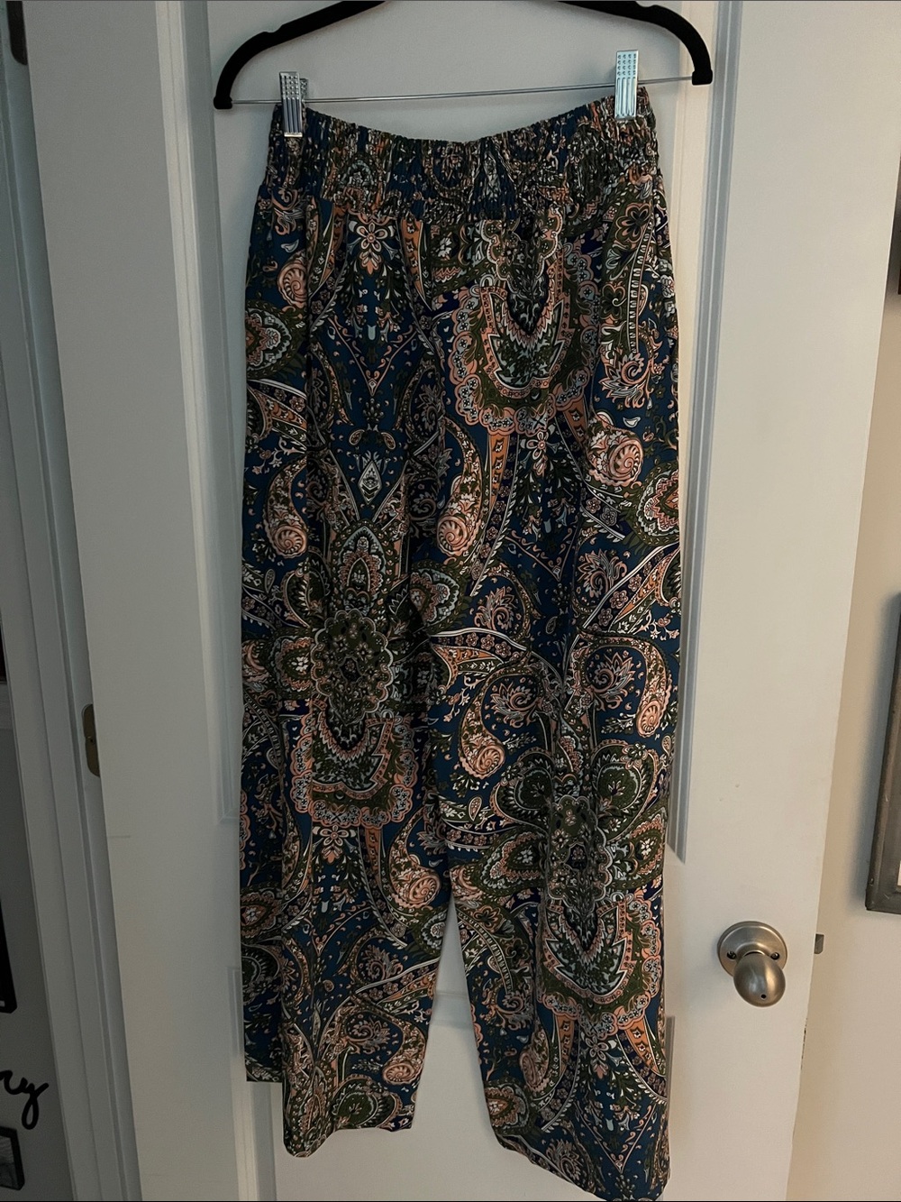 SHEIN Navy Paisley Joggers with Olive & Tan Accents
